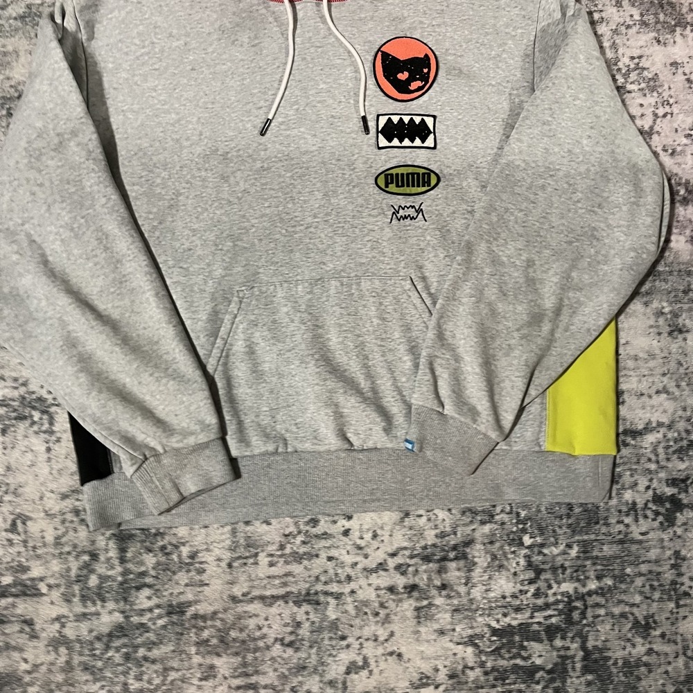 Puma Men's Playbook Hoodie Don't Flinch Pullover Patch Red Hood Pocket L XL ? - Picture 6 of 9